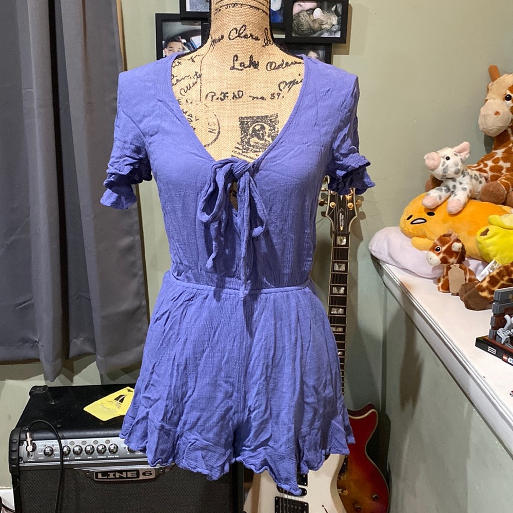 Blue Knotted Romper